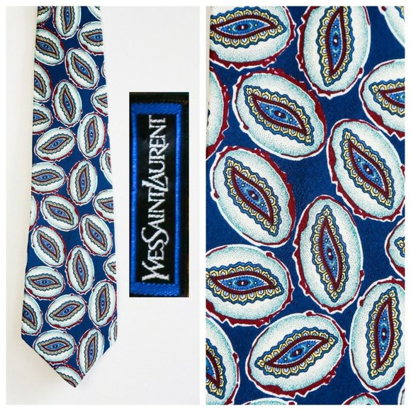 Yves Saint Laurent Other - Yves Saint Laurent Blue Paisley Hamsa Evil Eye Tie